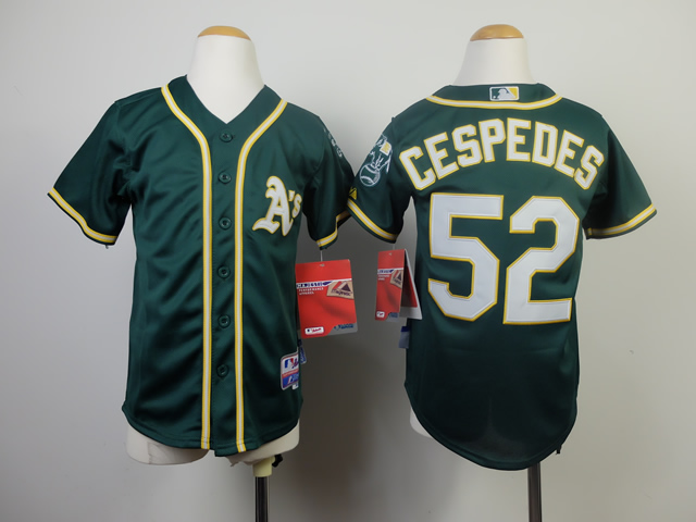 Youth Oakland Athletics #52 Cespedes Green MLB Jerseys